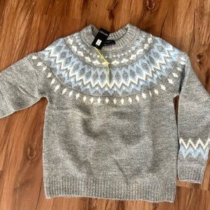Grey winter sweater with white and blue detailing size S brand new with tags
